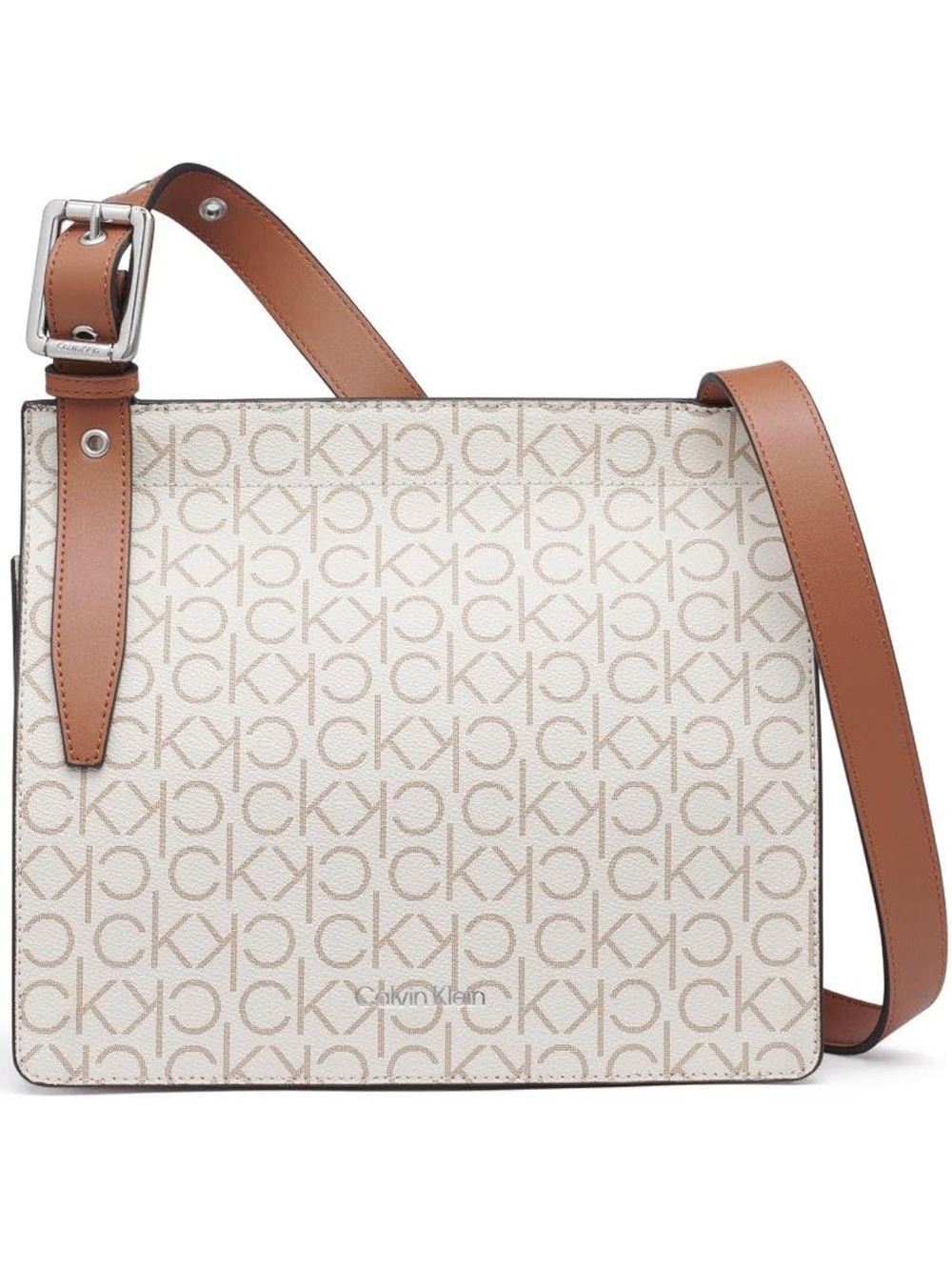 Calvin Klein Cream and Tan CK Monogram Tote
